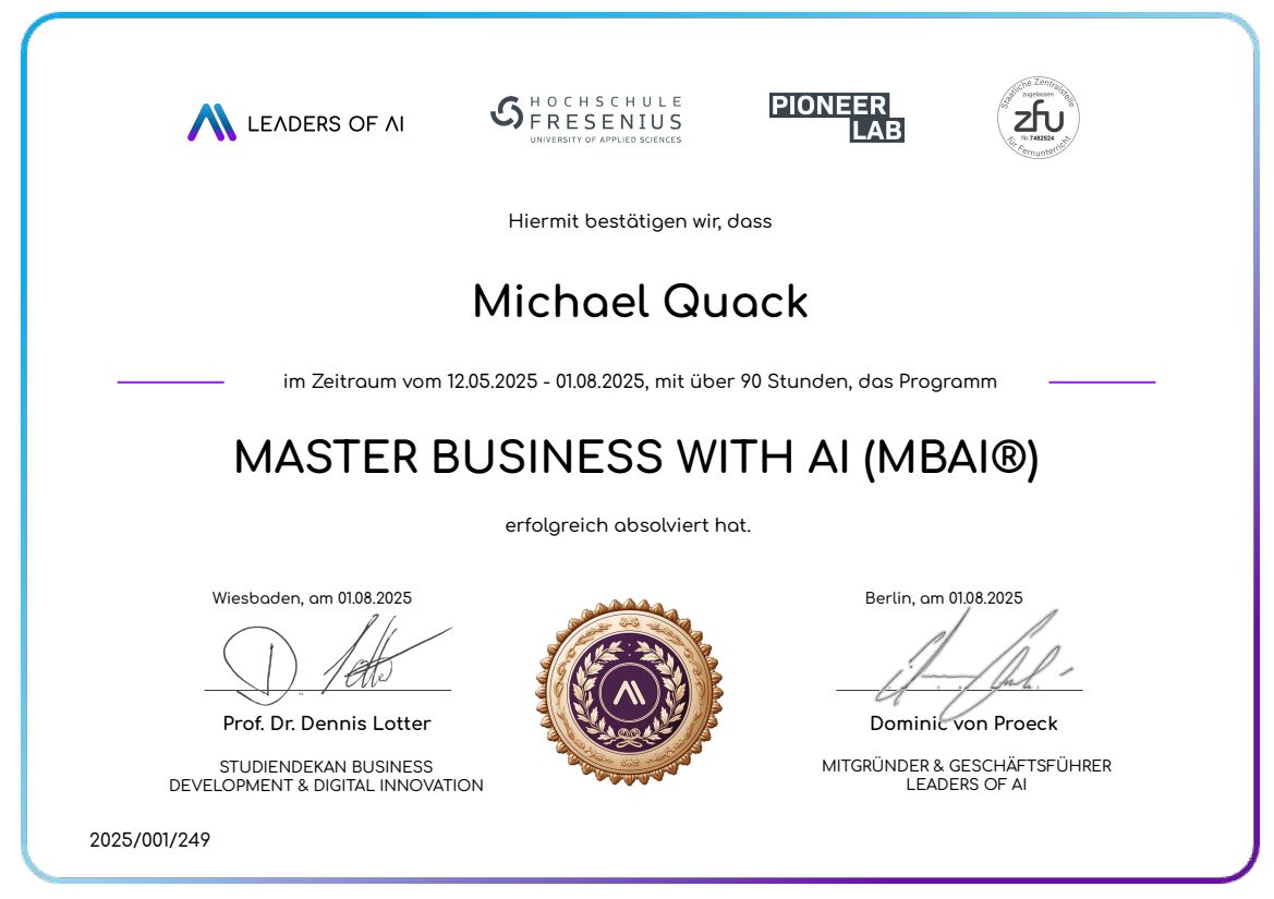 MBAI Zertifikat